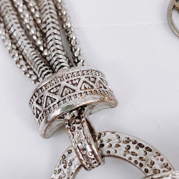 VTG Y2K Signed Erica Lyons Necklace Silver Tone Statement Mixed Chains - Picture 7 of 15